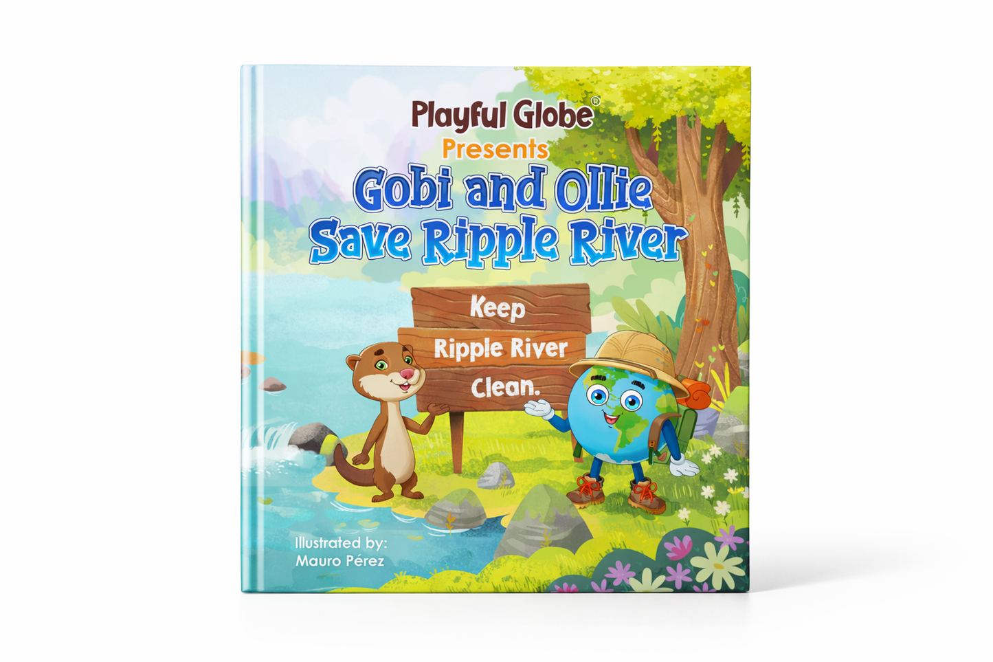 Children's book titled 'Gobi and Ollie Save Ripple River' by Playful Globe on a white background